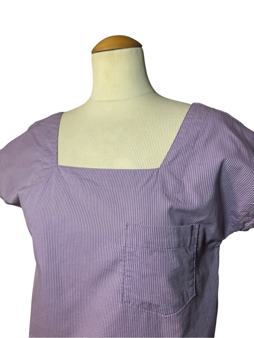 Madewell Pinstripe Square Neck Top Aster Bloom Size XS - Picture 2 of 4